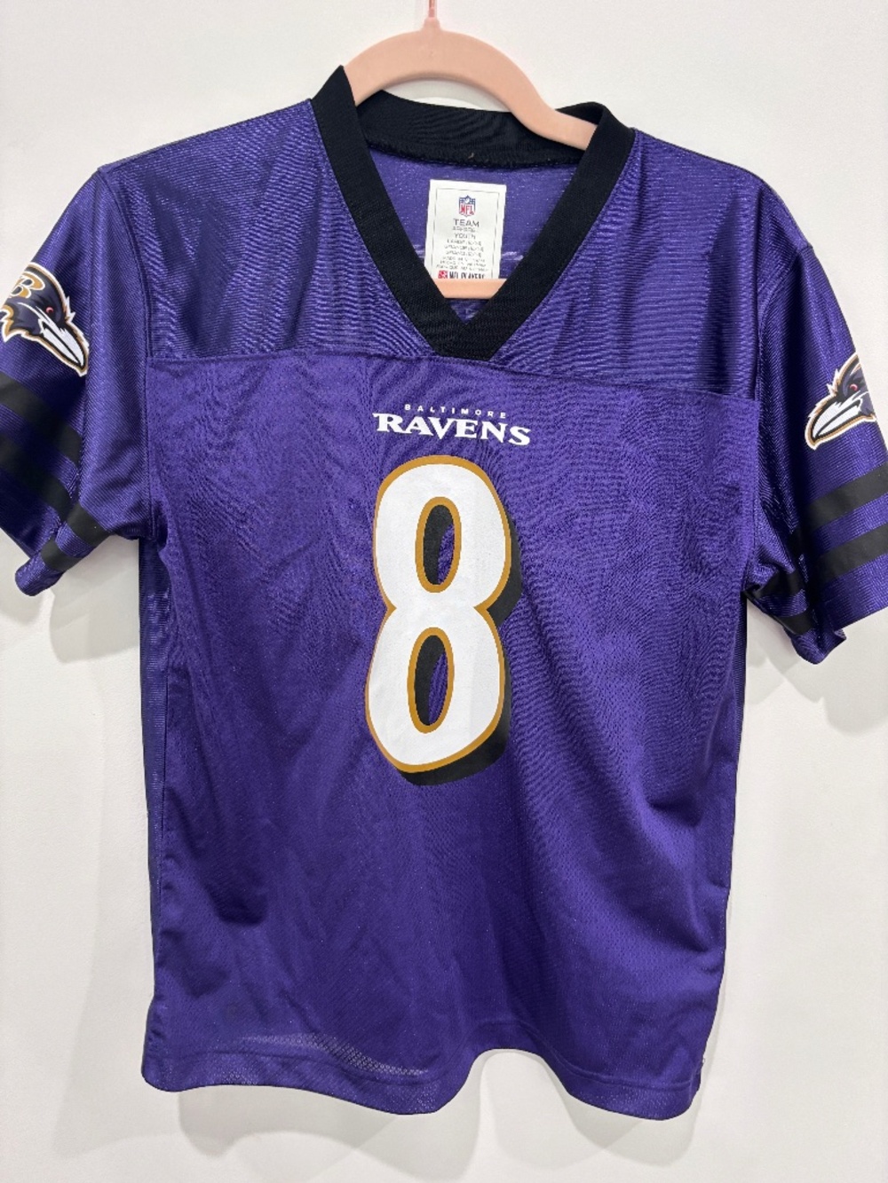 NFL Team Apparel Lamar Jackson Jersey Youth Large 12/14 Ravens #8 Football